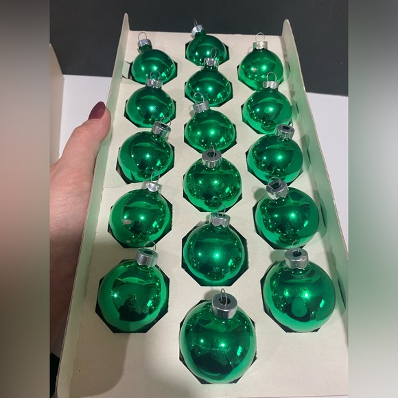 Vintage Ornaments Christmas Franke Shiny Brite in Box Gold Pyramid Green USA 30 - Picture 4 of 9